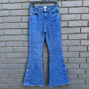 VINTAGE Y2K Forever 21 SUPER High-Waist Flare Leg Blue Jeans Cowgirl Women Sz 29